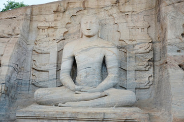 Stone statue of Buddha in Polonnaruwa- Sri Lanka