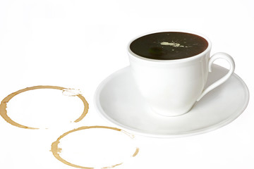 Obraz na płótnie Canvas cup of coffee with stain