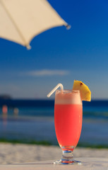 cocktail on blue tropical beach