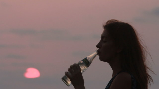 woman drinking water