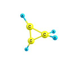 Obraz premium Cyclopropene molecular structure on white background