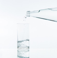 Pouring water on glass