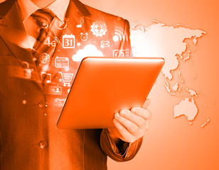 Business man using tablet PC