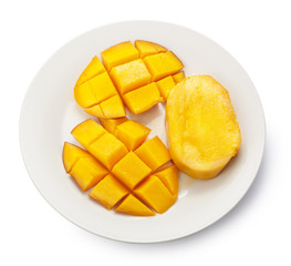 mango slice on white dish