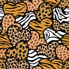 animal print hearts seamless background