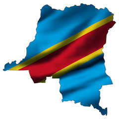 Waving flag inside map - Democratic Republic of the Congo