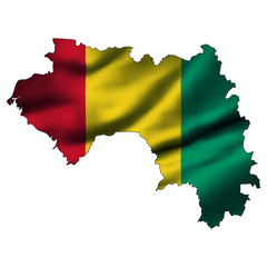 Obraz premium Illustration with waving flag inside map - Guinea