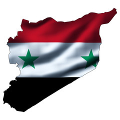 Illustration with waving flag inside map - Syria