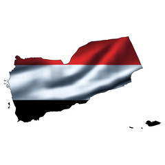 Fototapeta premium Illustration with waving flag inside map - Yemen