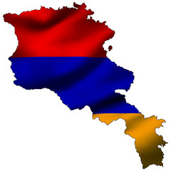 Illustration with waving flag inside map - Armenia