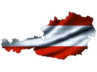 Fototapeta premium Illustration with waving flag inside map - Austria