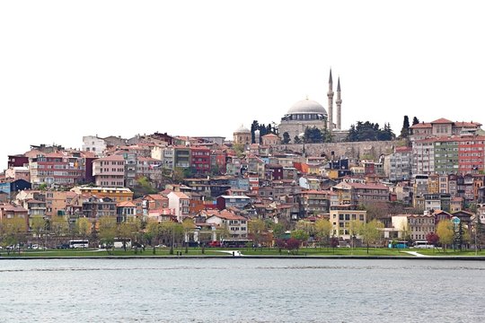 Istanbul Skyline on White Background
