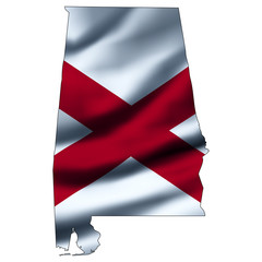 Illustration with waving flag inside map - Alabama