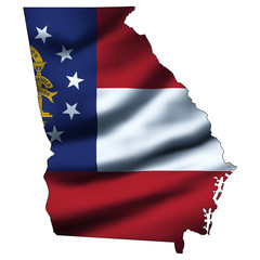 Illustration with waving flag inside map - Georgia