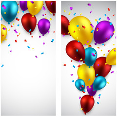 Celebrate banners with balloons.