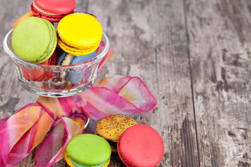 Macaroons on a wooden table