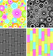 Seamless retro background - set of four patterns