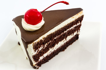 Chocolate cake slice.