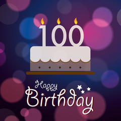 Happy 100th Birthday - Bokeh Vector Background with cake