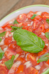 Tomato salad with onion and basil