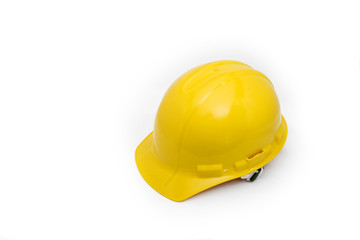 Yellow safety helmet isolated on white