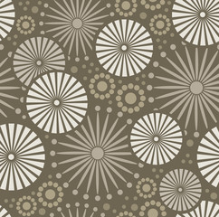 Folk Simple beige Seamless pattern retro flowers