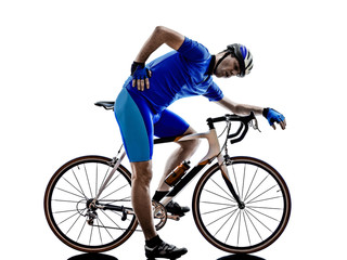 Fototapeta na wymiar cyclist tired silhouette