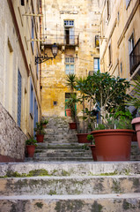 Obraz na płótnie Canvas beautiful street in the heart of Vittoriosa, Malta