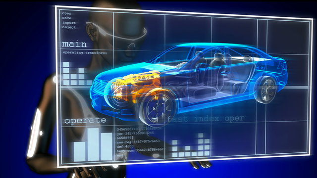 transparent car concept on hologram