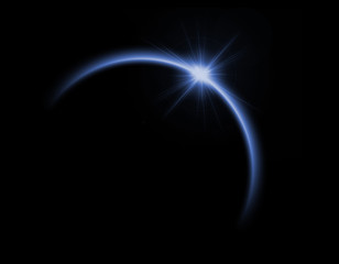 Solar eclipse in blue color