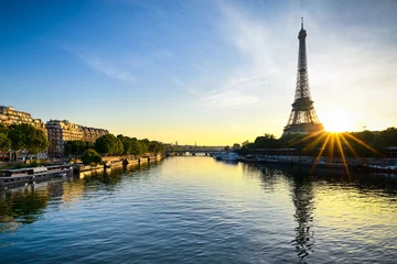 Fototapeten Sonnenaufgang am Eiffelturm, Paris © Mapics