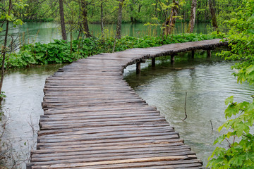 Naklejka na ściany i meble Wood path in the Plitvice Lake