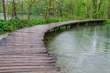 Wood path in the Plitvice Lake