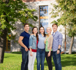 group of smiling students standing