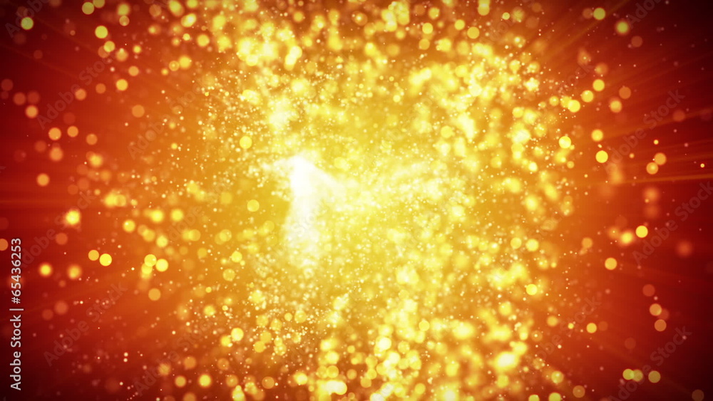 Poster springing gold particles loopable background