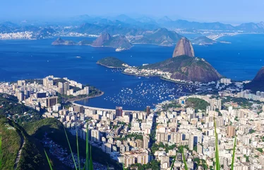 Fotobehang The mountain Sugar Loaf and Botafogo in Rio de Janeiro © Ekaterina Belova