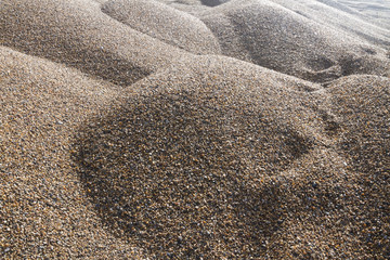 Piles of pebbles on a beach