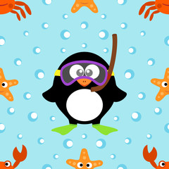 Summer seamless background with sea animal