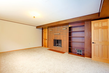 Empty room with fireplace