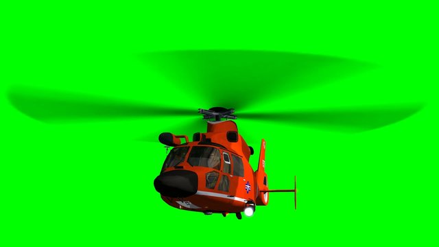 Coast Guard Helicopter in fly - green screen