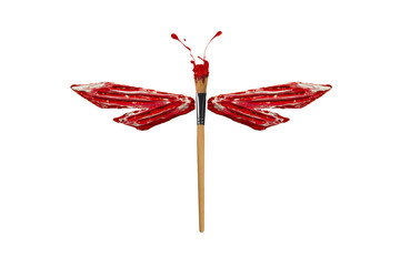 Red and white paint made dragonfly