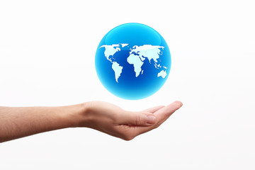 World globe on hand, connection concept
