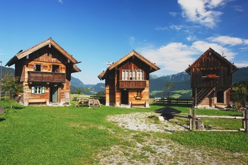 Fototapeta na wymiar View of Alpine architecture in Austria