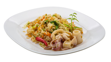 Fried rice with calamari