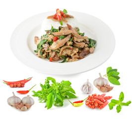 Stir-fried squid with Holy Basil