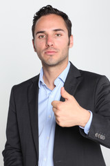 Geschäftsmann zeigt die Zahl 1 an