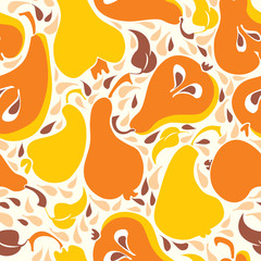 Seamless pattern ripe pears.