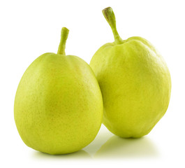 Ripe pear on a white background