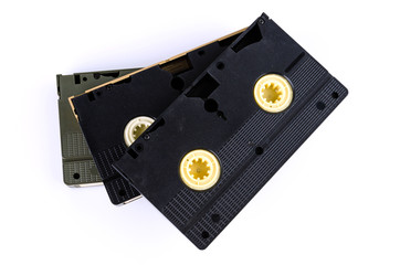 Old video tape isolated on white background