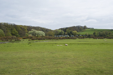 Fototapeta na wymiar View over english countryside with overcast sky